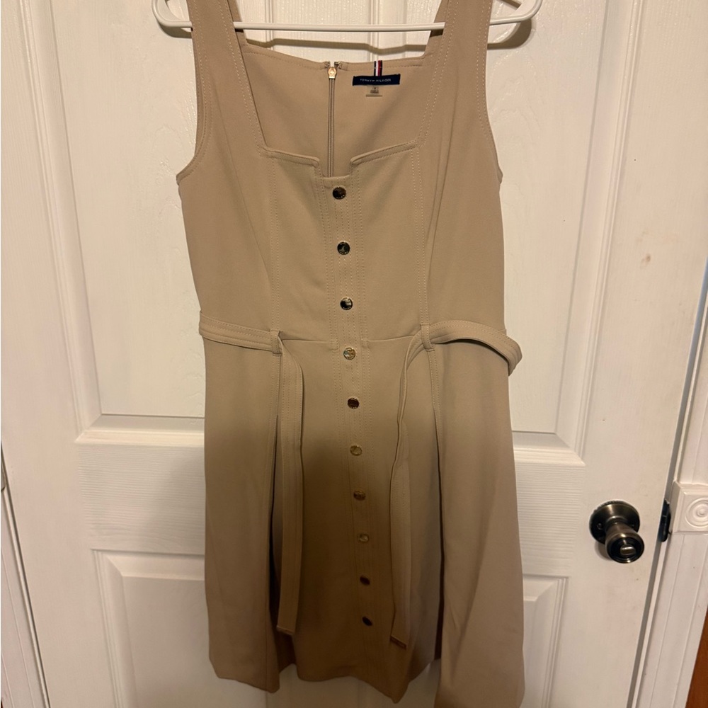 Tommy Hilfiger Beige Button-Front Tie-Waist Mini Dress - Picture 6 of 6